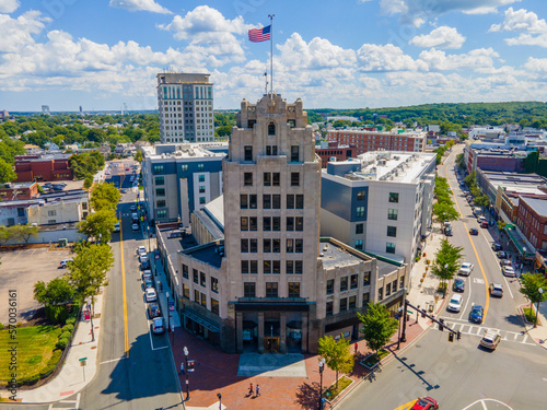 Tableau sur toile Granite Trust Company is a historic commercial building with Art Deco style at 1400 Hancock Street in Quincy, Massachusetts MA, USA