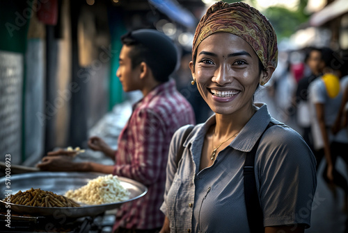 a local street vendor with ...