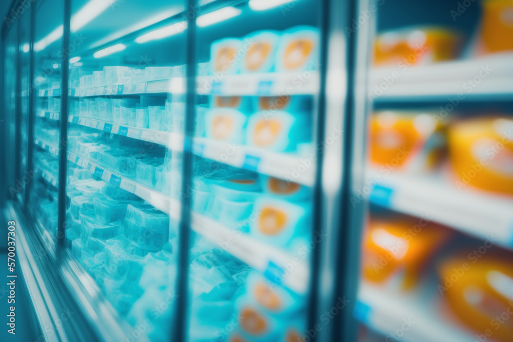 Blurred image of frozen food section in Supermarket Generative AI Stock ...