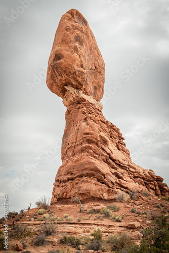 Hoodoo on a cloudy day in Arches National Park Utah