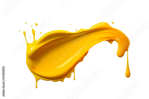 Trazo de pintura amarilla estilo √≥leo, pintura plastica con textura, de color amarillo sin fondo. photo