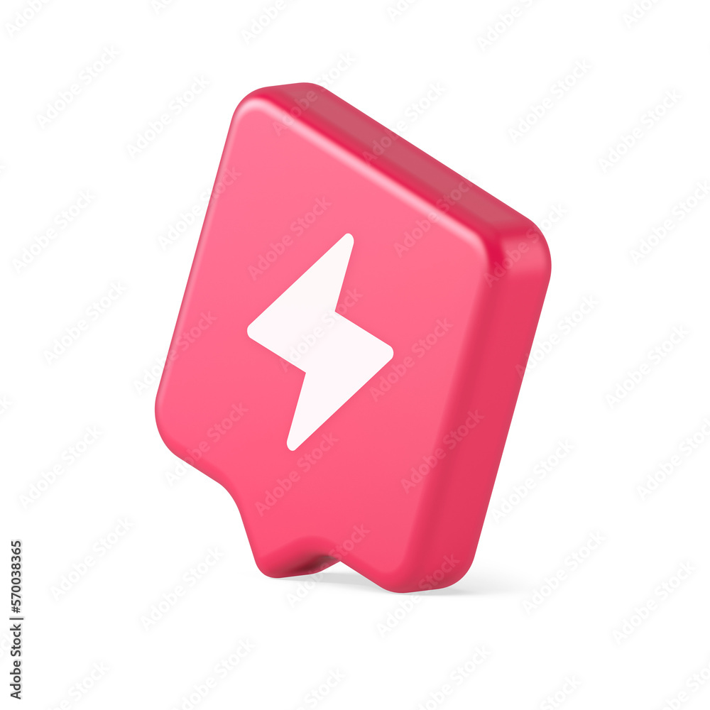Charge power lightning button electricity thunderbolt arrow 3d realistic speech bubble icon Charge power lightning button electricity thunderbolt arrow 3d realistic speech bubble icon