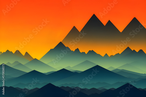 Colorful abstract mountain scapes created with generative ai 