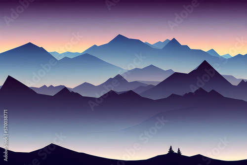 Colorful abstract mountain scapes created with generative ai 