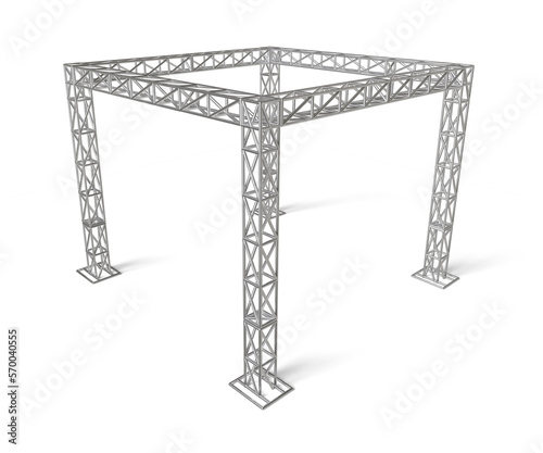 Metal object with truss system in 3d render