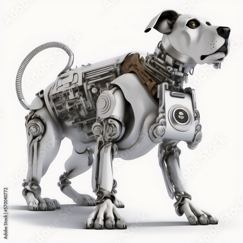 The robot dog illustration adds a touch of cyberpunk to any space photo