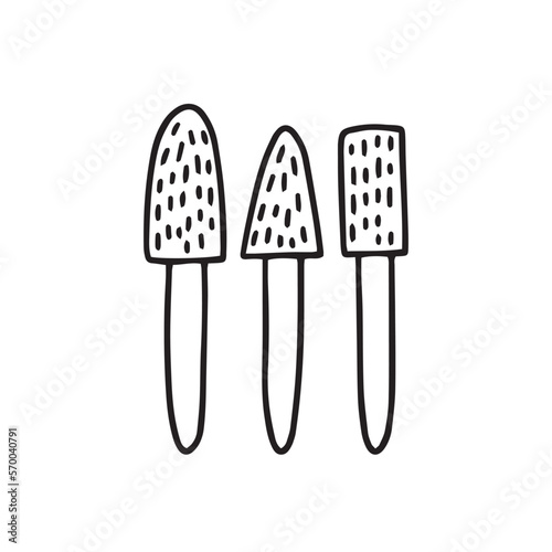 Vector different shapes of grinding and polishing in manicure and pedicure set.
