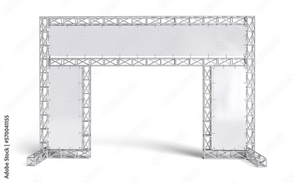 Outdoor banner with truss system in 3d render - obrazy, fototapety, plakaty 
