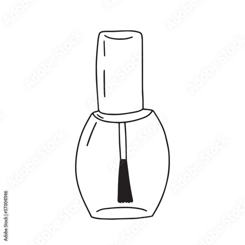 Vector gel polish glass bottle doodle illustration. Hand drawn glass bottle with nail gel polish