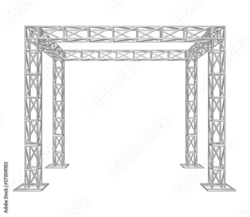 Metal object with truss system in 3d render