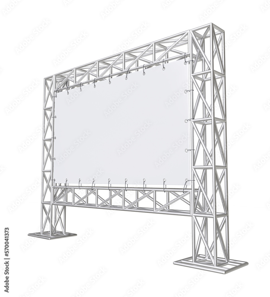 Outdoor banner with truss system in 3d render