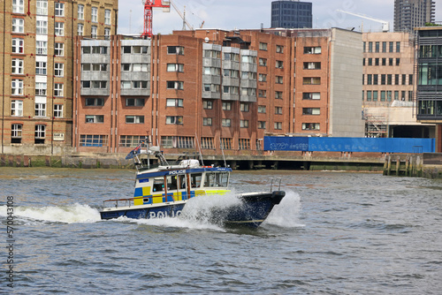 Police boat on the River Thames, London