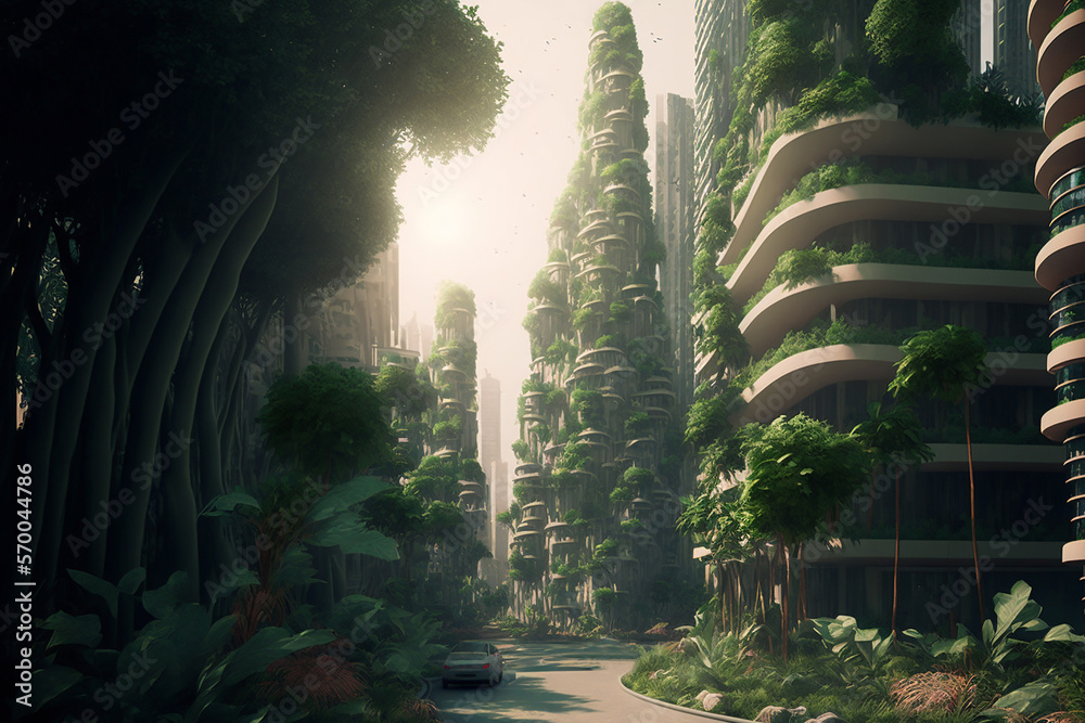 Fantastic city environment with lots of plants around.