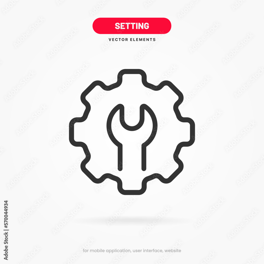 Setting icon. Tools, cog, gear sign isolated on white background. Help options account concept. Trendy flat style element for graphic design. Icons for adjustment, gauge, tune, test. Setting icon. Tools, cog, gear sign isolated on white background. Help options account concept. Trendy flat style element for graphic design. Icons for adjustment, gauge, tune, test.