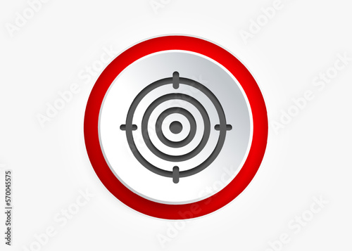 Red aim, arrow, idea, perfect hit, winner, target, goal, success, pin icon symbol sign. Gun sight, purpose icon. Target icon. Aim symbol for UI UX websites mobile app.