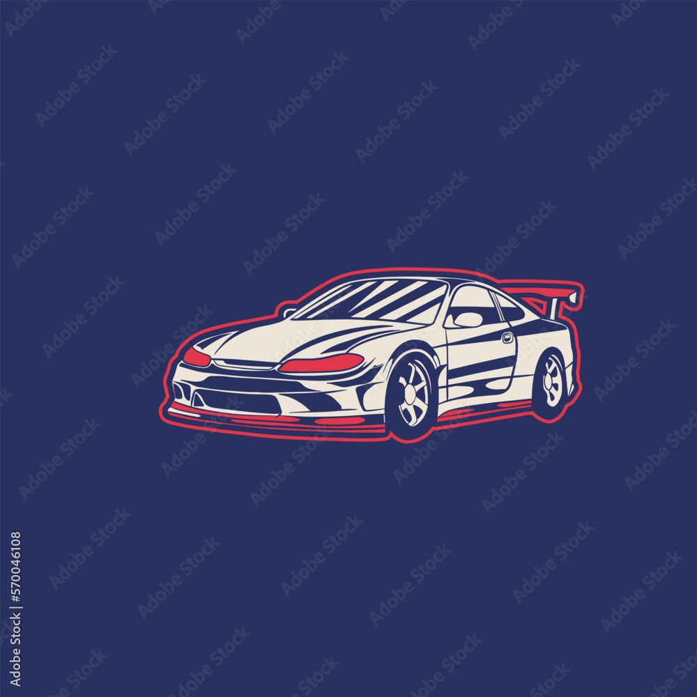 Fototapeta premium Car Vector Illustration For Conceptual Design. Suitable for posters, stickers, t-shirt prints, and banners.