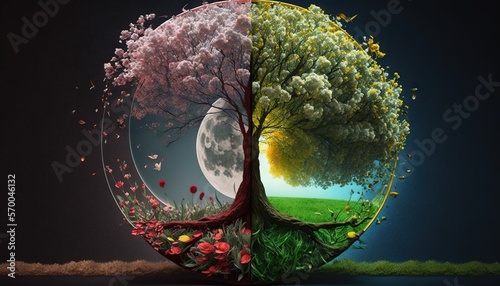 Fantasy world nature illustration generative ai