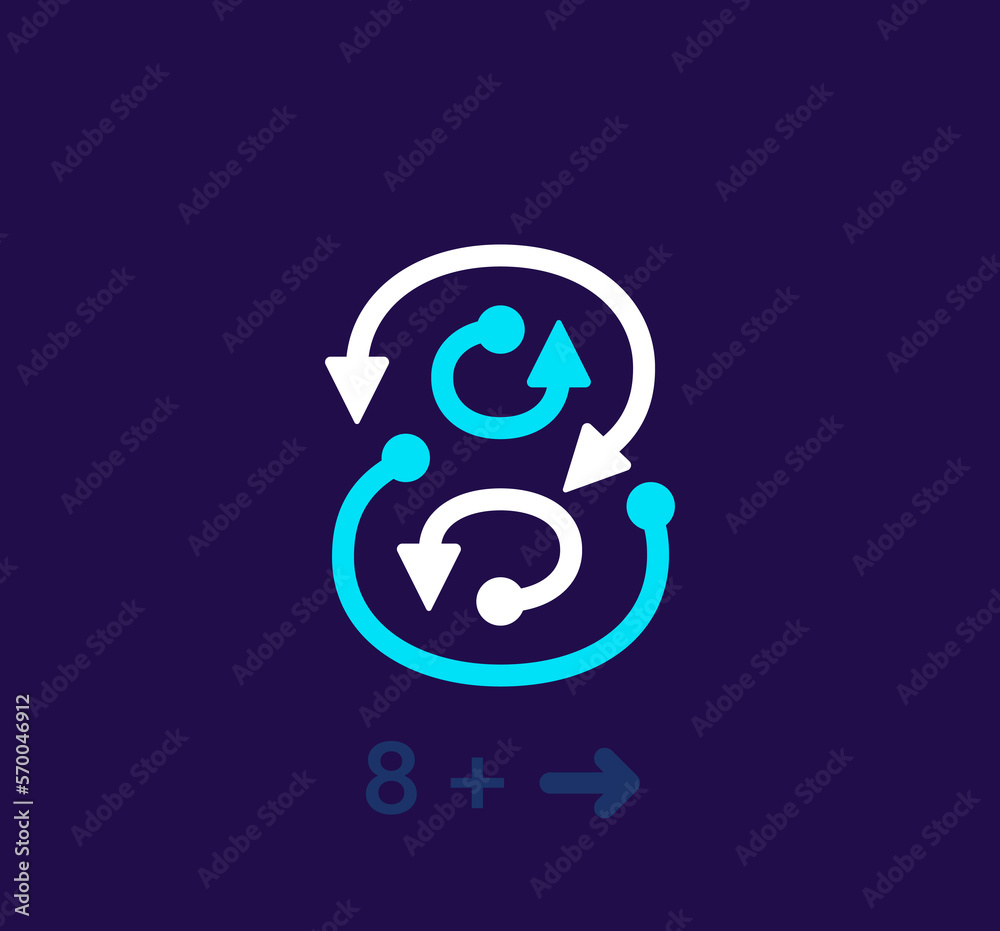 Linear number 8 logo. Unique logo. Abstract number, simple rotating arrow target. Corporate identity vector eps. Linear number 8 logo. Unique logo. Abstract number, simple rotating arrow target. Corporate identity vector eps.