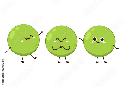 Peas character design. Peas on white background.