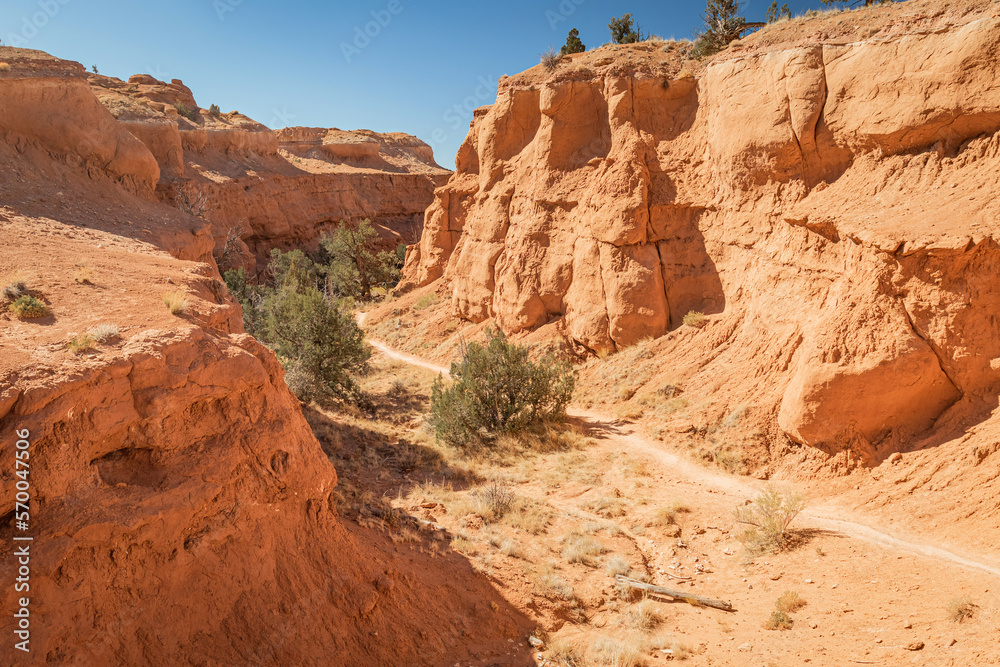 Hiking trail through the desert sandstone environment of Kodachrome State Park Utah.