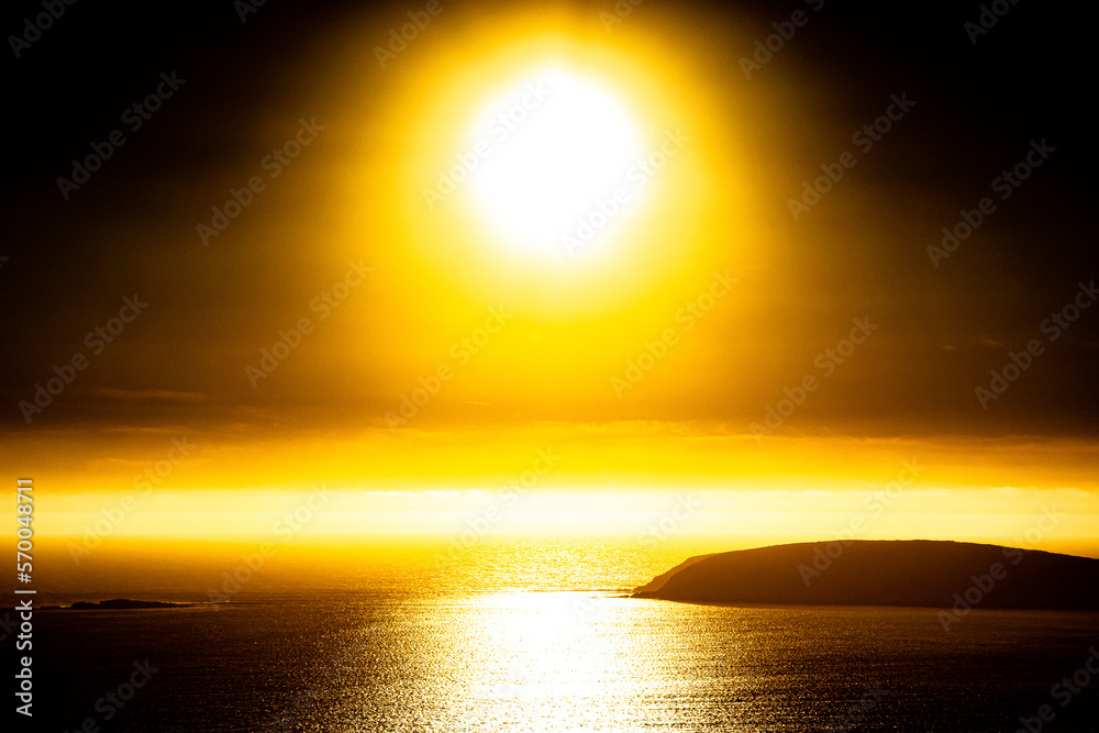 Saturated Yellow Sunset of Bodega Bay California