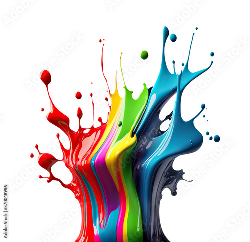 Rainbow paint splash. Colorful isolated design element on the transparent background. Generative AI.