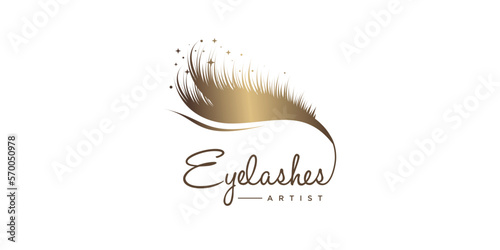 Eyelashes logo design collection with modern beauty concept