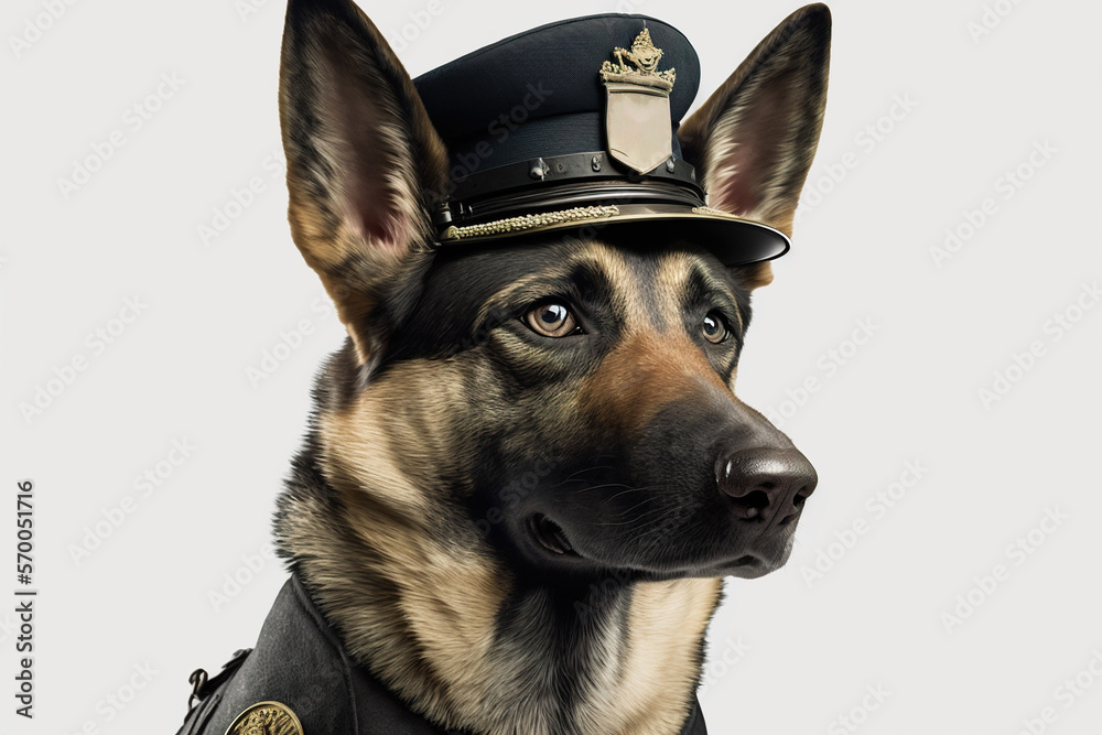 German shepherd dog in police uniform created with Generative AI ...