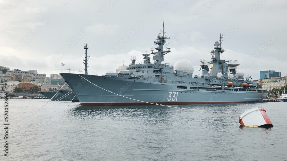 The warships of Vladivostok in the pier.