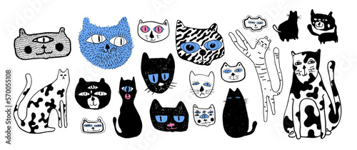 Canvas Print Universal Seamless cute Pattern With cats.