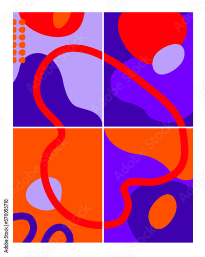 Modern trendy cartoon pattern for funny flyers cover template vector creative design fun colorful pattern background with abstract shapes and colors circle red purple yellow art poster