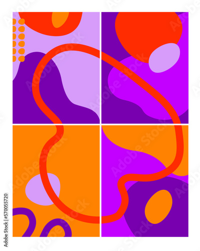 Modern trendy cartoon pattern for funny flyers cover template vector creative design fun colorful pattern background with abstract shapes and colors circle red purple yellow art poster