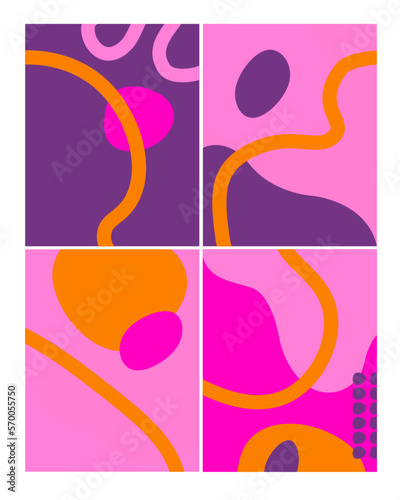 Modern trendy cartoon pattern for funny flyers cover template vector creative design fun colorful pattern background with abstract shapes and colors circle red purple yellow art poster