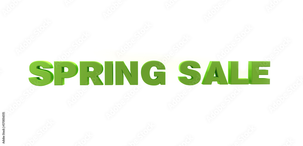 3D green text. spring sale promotion phrase - front view. 3d illustration. Big text on sale. Spring sale banner. Spring Sale phrase on white background. Great discount banner design with green text. 3D green text. spring sale promotion phrase - front view. 3d illustration. Big text on sale. Spring sale banner. Spring Sale phrase on white background. Great discount banner design with green text.