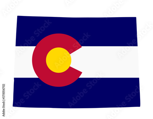 Colorado vector map and vector flag high detailed silhouette illustration isolated on white background. Colorado map flag national symbol. Country in United States of America. USA state.