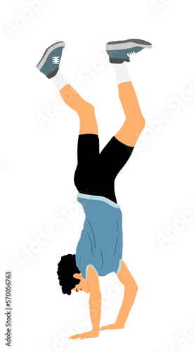 Fotografia, Obraz Young man doing cartwheel exercise
