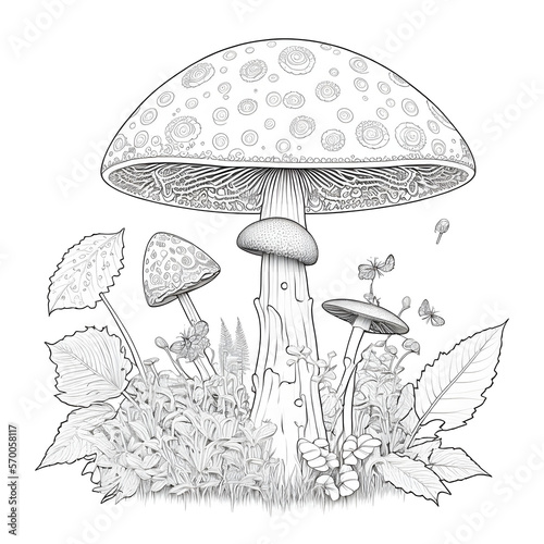 Discover the Magic of Coloring: Explore Unique Shroom and Mushroom Patterns in Our AI Generative Coloring Book Pages for Adults Printable Mandala Drawing Relaxing and Self Care 