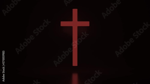 a religious cross against a black background
