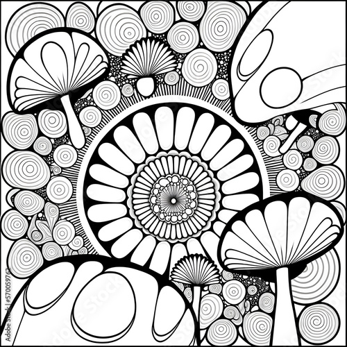 Discover the Magic of Coloring  Explore Psychedelic Shroom and Mushroom Patterns in Our AI Generative Coloring Book Pages for Adults Printable Mandala Drawing Relaxing and Self Care
