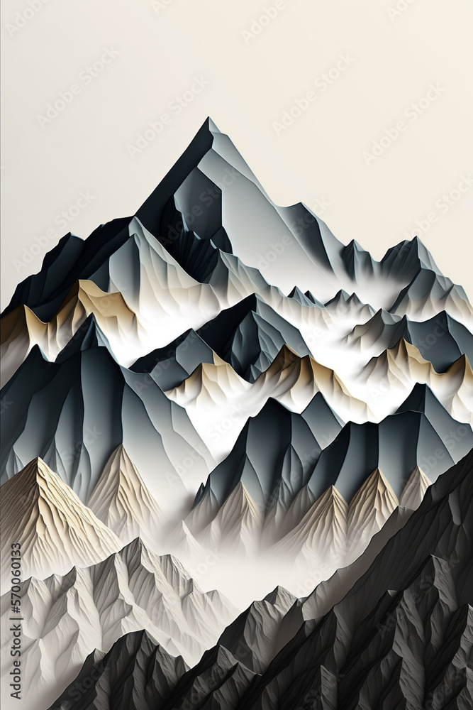 Minimalist illustration of mountain layers generative AI