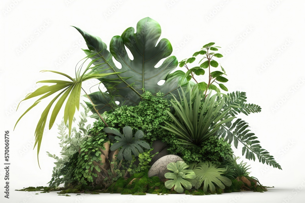 Fototapeta premium Illustration of diferent types of Vegetation - isolated on white - Created with Generative AI