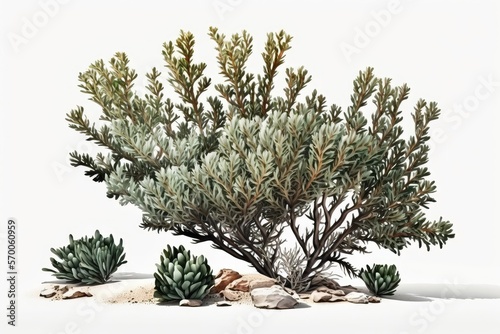 Illustration of diferent types of Vegetation - isolated on white - Created with Generative AI photo