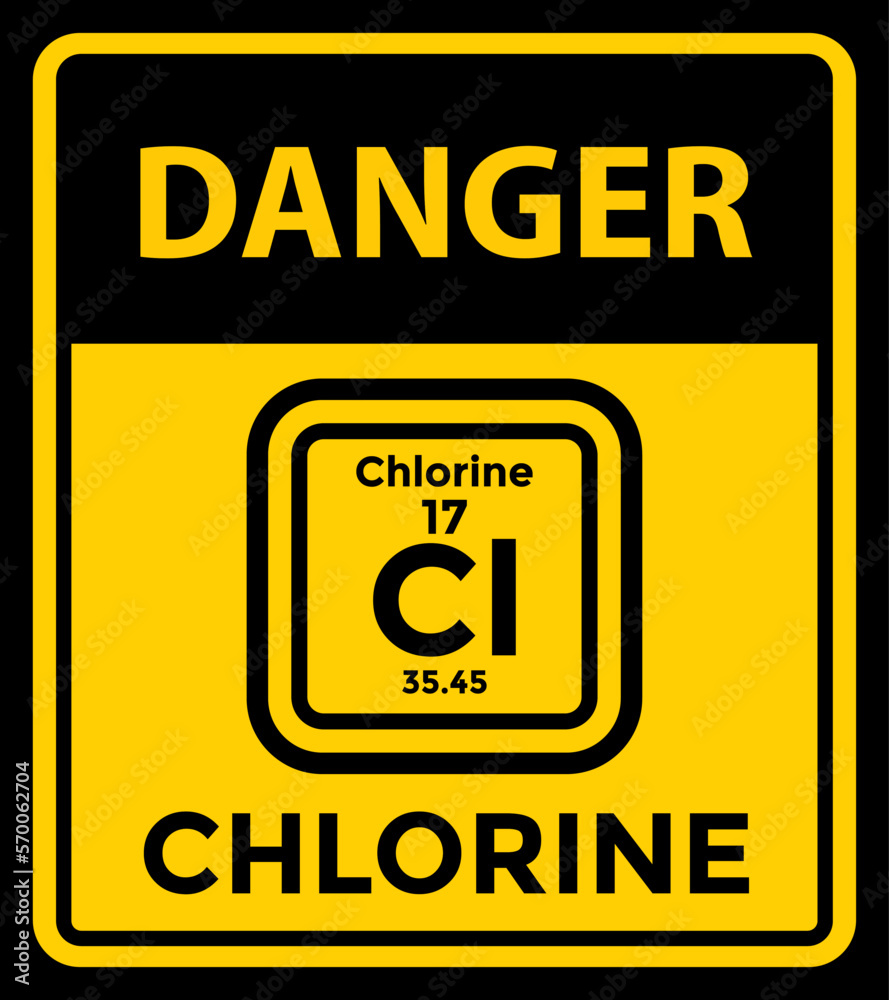 Fototapeta premium chlorine, danger sign or sticker, vector illustration 