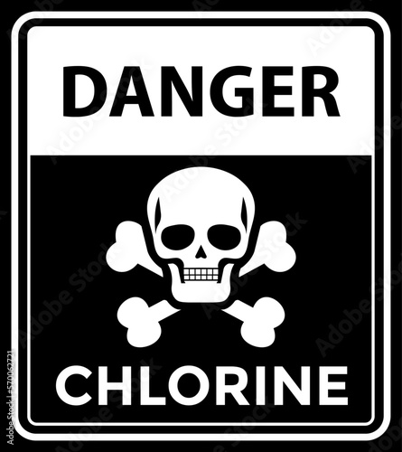 chlorine, danger sign or sticker, vector illustration 