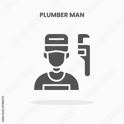 Plumber man worker icon vector illustration glyph style. Great used for web, app, digital product, presentation, UI and many more.