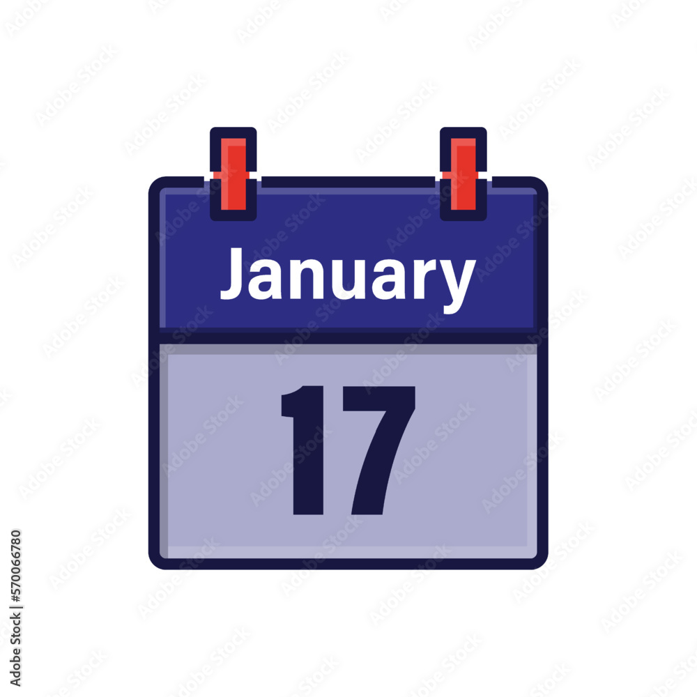 Obraz premium January 17, Calendar icon. Day, month. Meeting appointment time. Event schedule date. Flat vector illustration.