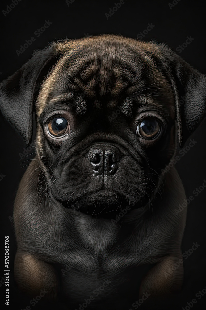 a portrait of a pug puppy - generative ai 