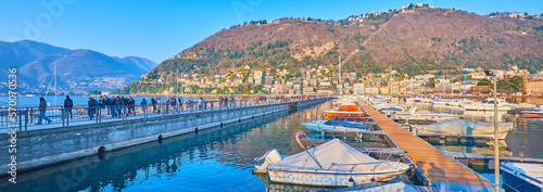 Panorama with Lake Como, Piero Foranea Caldirola Dam and Monte Boletto, Como, Lombardy, Italy photo