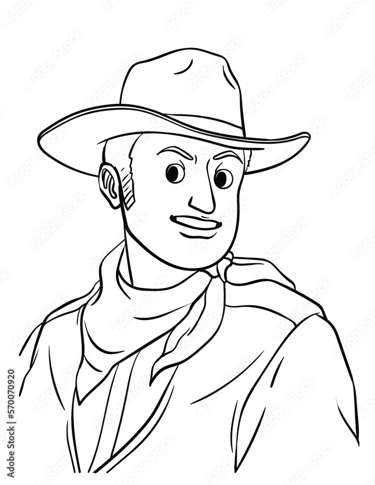 Cowboy in the Desert Isolated Coloring Page Cowboy in the Desert Isolated Coloring Page