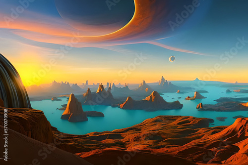 Beyond Our World: Ultra-Wide Alien Planet Landscapes with Generative AI  © Yub